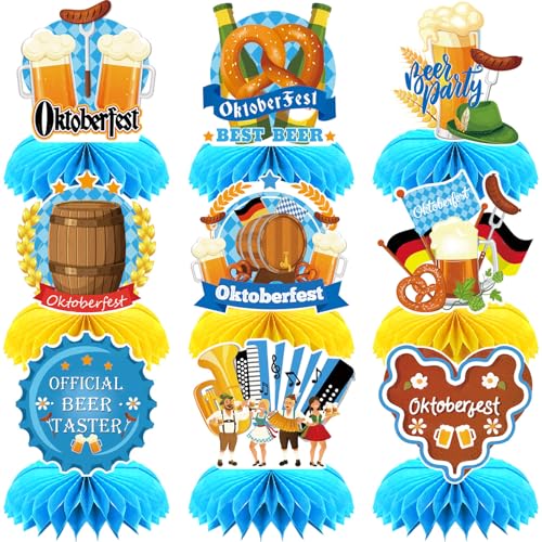 FloralGrace 9 Stück Oktoberfest Deko Bienenwaben, Oktoberfest Tischdeko, Oktoberfest Bienenwabe Deko Set, Bayerische Deko 3D für Oktoberfestparty, Bayrische Bierfest Deko FloralGrace 9 Stück Oktoberfest Deko Bienenwaben, Oktoberfest Tischdeko, Oktoberfest Bienenwabe Deko Set, Bayerische Deko 3D für Oktoberfestparty, Bayrische Bierfest Deko von FloralGrace