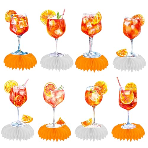 FloralGrace 9 Stück Orange Zitrus Cocktail Party Waben Tischdekoration Margarita Party Tischdekoration Für Tisch Aperol Spritz Bar Deko Für Junggesellinnenabschied von FloralGrace