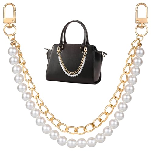 FloralGrace Perlen Taschenkette Gold 30 cm Kette für Tasche, Handtaschen Gurtverlängerung, Umhängetasche Schulterriemen, Ersatz Ketten für Handtasche, Tasche Zubehör von FloralGrace
