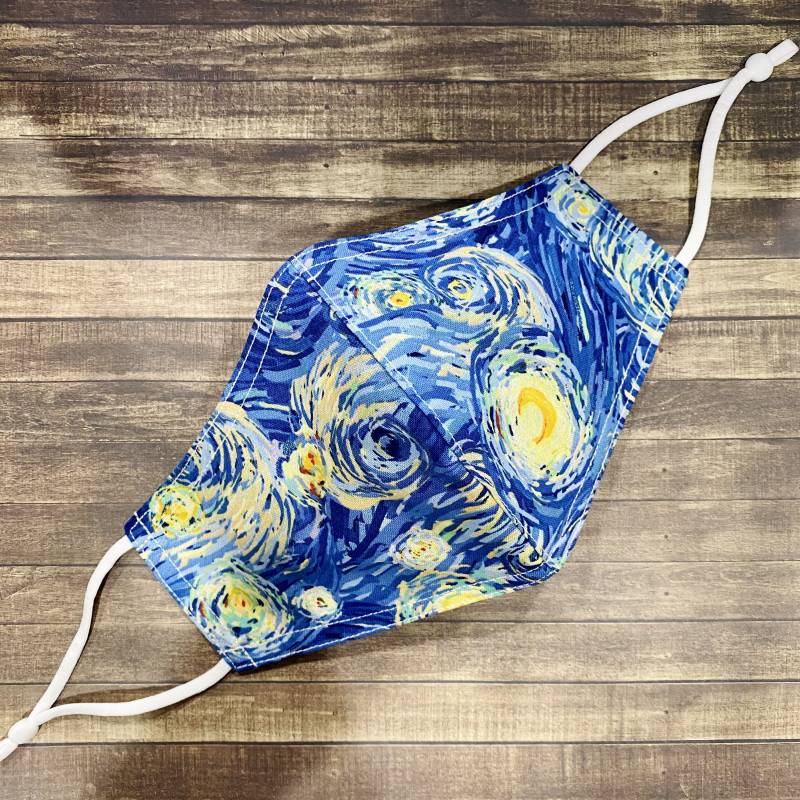 Van Gogh Sternennacht-Druck-Baumwoll-Gesichtsmaske | Wende - Und Verstellbare Träger von Floralandleaves