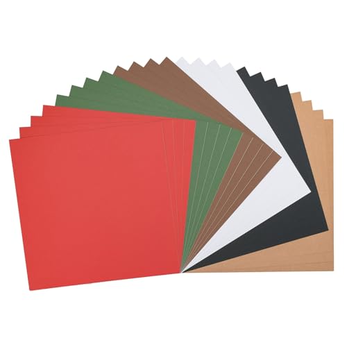 Vaessen Creative Florence Selbstklebend Cardstock - Quadratisch Bastelpapier - 30,5 x 30,5 cm - Farbenmix Weihnachten - 24 Stück - Bedruckbares Papier - zum Basteln und Hobbyprojekte von Vaessen Creative