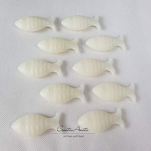 10 St. Schafmilchseifen-Fische in WEIß - CLASSIC-NATUR - Gastgeschenk, Kommunion, Taufe, Konfirmation von Florex Schafmilchseife