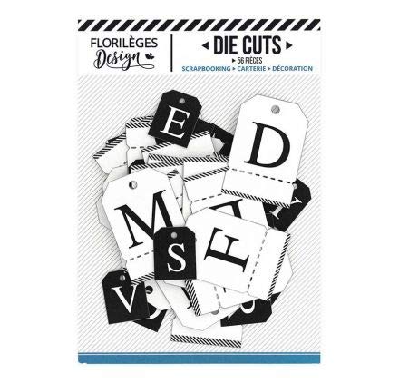 Etiketten "Florilèges Design – Buchstabe "Alphabet, Schwarz und Weiß von Florilèges Design