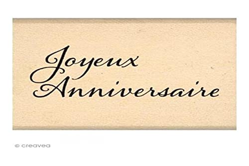 Florilèges Design FB115079 Scrapbooking-Stempel mit französischem Text „Joyeux Anniversaire“, 3 x 4 x 2,5 cm, Beige von Florilèges Design