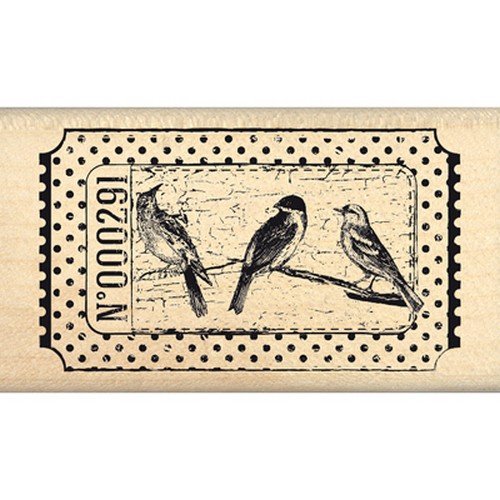Florilèges Design fd114038 Stempel Scrapbooking Ticket Vögel beige 4 x 7 x 2,5 cm von Florilèges Design