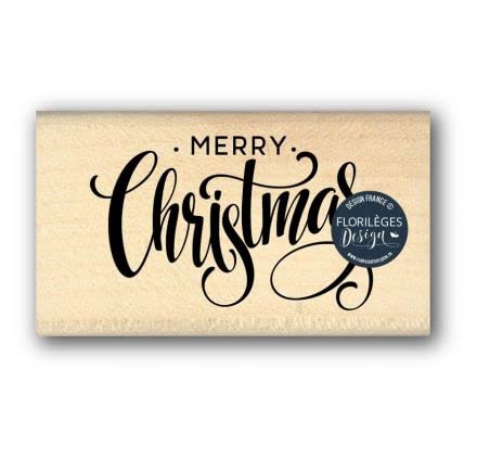 Stempel aus Holz, Motiv: Merry Christmas von Florilèges Design