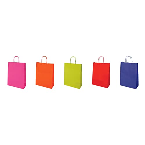 Papier-Shopper mit Griff aus Papier, verschiedene Farben, 32 x 13 x 42, 25 Stück von Florio