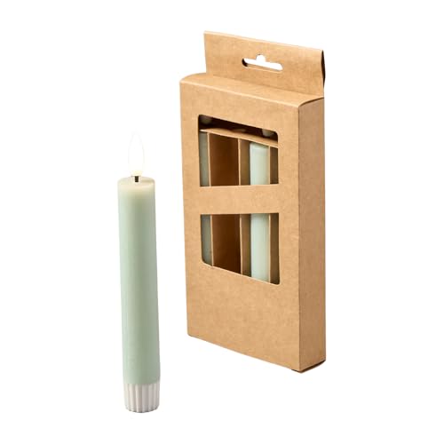 Florissima LED Stabkerzen mit Timerfunktion im 4er oder 2er Set - Wachsoptik & warmweiß flackerndes Licht - Deko für Weihnachten, Advent & Zuhause (Grün, 4er-Set - ⌀ 2,2 cm H: 16,5 cm) von Florissima