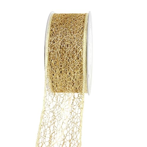 Dekoband Netzband Gold 50mm 20m Tischläufer Geschenkband Weihnachten von Floristik24