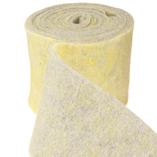 Filzband Wollband Dekoband zweifarbig Grau und Zitronengelb aus Schafwolle 15cm x 5m für Tischdeko und Basteln von Floristik24