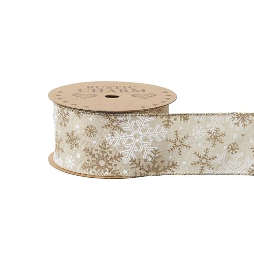 FloristryWarehouse Goldfarbenes Weihnachtsstoffband mit Drahtrand, 60 mm breit, auf einer 10-m-Rolle, Schneeflocken-Design FloristryWarehouse Goldfarbenes Weihnachtsstoffband mit Drahtrand, 60 mm breit, auf einer 10-m-Rolle, Schneeflocken-Design von Floristrywarehouse