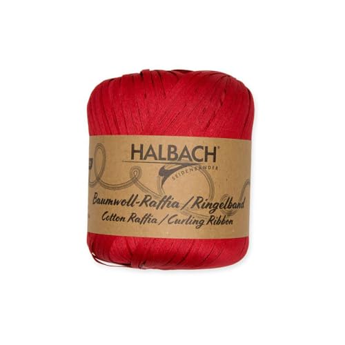 FloristryWarehouse Ringelband aus Baumwollbast, 50 g Knäuel, 100 m lang, Rot von Floristrywarehouse