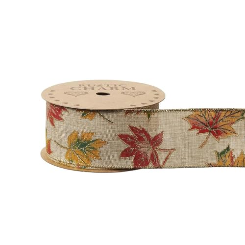 FloristryWarehouse Stoffband mit Drahtrand, 60 mm breit, auf 10 m Rolle, Herbstblatt-Design FloristryWarehouse Stoffband mit Drahtrand, 60 mm breit, auf 10 m Rolle, Herbstblatt-Design von Floristrywarehouse