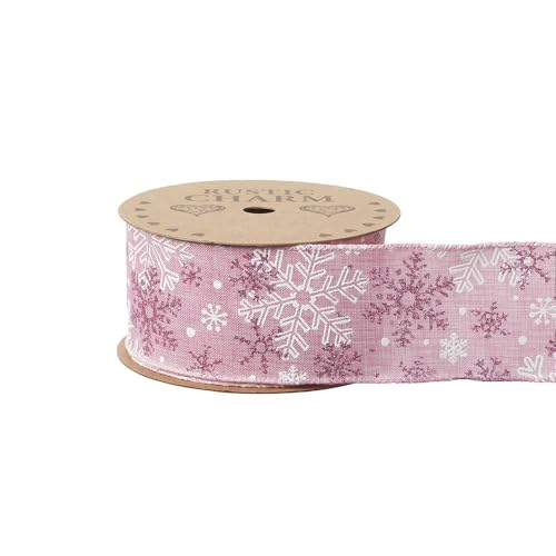 FloristryWarehouse Stoffband mit Drahtrand, 60 mm breit, auf einer 10-m-Rolle, Schneeflocken-Design, Rosa FloristryWarehouse Stoffband mit Drahtrand, 60 mm breit, auf einer 10-m-Rolle, Schneeflocken-Design, Rosa von Floristrywarehouse