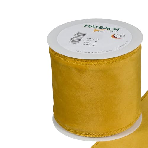 FloristryWarehouse Samtband mit Drahtrand, 10,2 cm breit, Senfgelb von Floristrywarehouse
