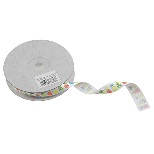 Floristrywarehouse Satinband mit Ananas-Druck, Breite 1,5 cm x Länge 27m, Weiß Floristrywarehouse Satinband mit Ananas-Druck, Breite 1,5 cm x Länge 27m, Weiß von Floristrywarehouse