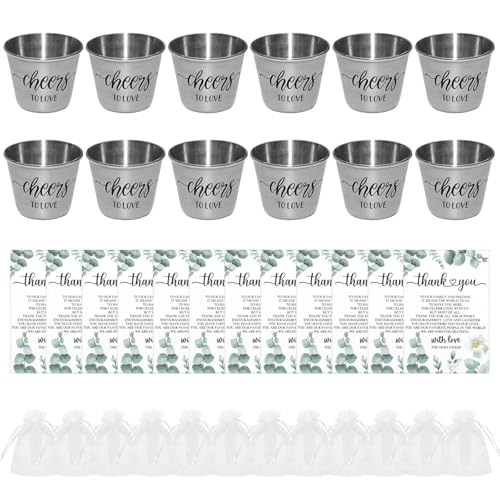 Florisync 12 Stück Andenken Hochzeit Souvenirs mit Organza-Beutel und Dankeskarte Edelstahlbecher Partyzubehör Florisync 12 Stück Andenken Hochzeit Souvenirs mit Organza-Beutel und Dankeskarte Edelstahlbecher Partyzubehör von Florisync