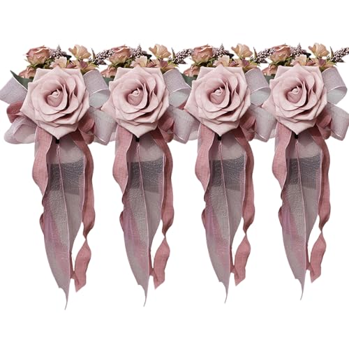 Seidenblumen-Schleife, Auto-Dekoration, Hochzeit, Party, Auto, Brillen-Verzierungen mit Seidenblume für Festival-Look, 4 Stück Seidenblumen-Schleife, Auto-Dekoration, Hochzeit, Party, Auto, Brillen-Verzierungen mit Seidenblume für Festival-Look, 4 Stück von Florisync