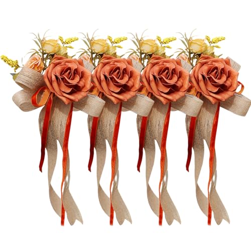 Seidenblumen-Schleife, Auto-Dekoration, Hochzeit, Party, Auto, Brillen-Verzierungen mit Seidenblume für Festival-Look, 4 Stück Seidenblumen-Schleife, Auto-Dekoration, Hochzeit, Party, Auto, Brillen-Verzierungen mit Seidenblume für Festival-Look, 4 Stück von Florisync