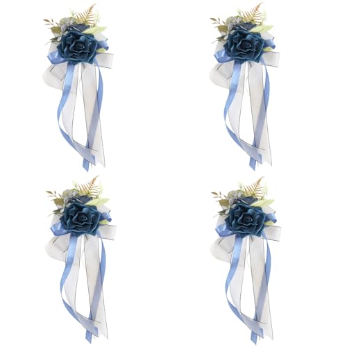 Seidenblumen-Schleife, Auto-Dekoration, Hochzeit, Party, Auto, Brillen-Verzierungen mit Seidenblume für Festival-Look, 4 Stück Seidenblumen-Schleife, Auto-Dekoration, Hochzeit, Party, Auto, Brillen-Verzierungen mit Seidenblume für Festival-Look, 4 Stück von Florisync
