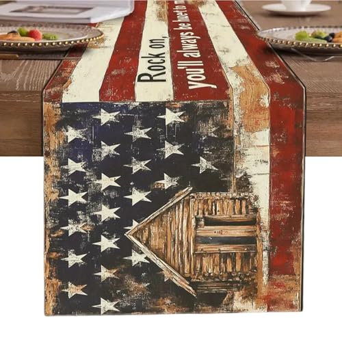 Tischläufer aus Leinen, rutschfest, Vintage-Flagge, Tischdecke für Esstische und Tischsets Tischläufer aus Leinen, rutschfest, Vintage-Flagge, Tischdecke für Esstische und Tischsets von Florisync