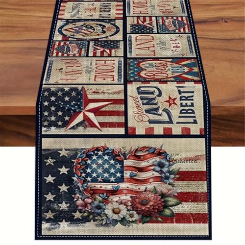 Tischläufer aus Leinen, rutschfest, Vintage-Flagge, Tischdecke für Esstische und Tischsets Tischläufer aus Leinen, rutschfest, Vintage-Flagge, Tischdecke für Esstische und Tischsets von Florisync