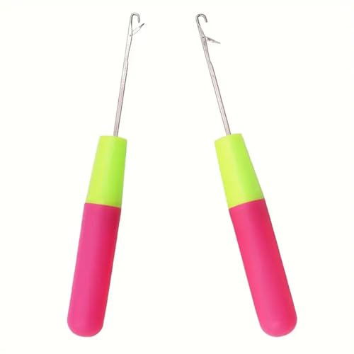 2 Stück Fangnadel Set – Rosa Mittelgroße Latch Hook, Mit Plastikgriff, ideal für DIY, Handarbeiten und Tunesische Häkeltechnik von Flosfjylo