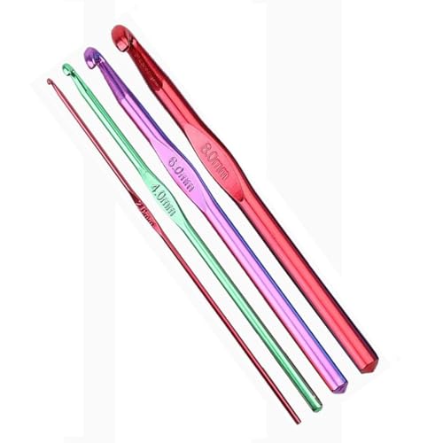 4 Stück Häkelnadel Set – Multifarbiges Set, Aluminium Häkelnadeln, ideal für Anfänger und Profis 4 Stück Häkelnadel Set – Multifarbiges Set, Aluminium Häkelnadeln, ideal für Anfänger und Profis von Flosfjylo