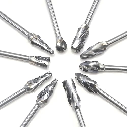 Hartmetall-Frässtifte mit Doppelschnitt, Wolframkarbid-Frässtift-Set für Dremel, mit 0,3 cm Schaft, Drehwerkzeug-Zubehör für professionelle Metallgravur, Holzschnitzerei, 10 Stück Hartmetall-Frässtifte mit Doppelschnitt, Wolframkarbid-Frässtift-Set für Dremel, mit 0,3 cm Schaft, Drehwerkzeug-Zubehör für professionelle Metallgravur, Holzschnitzerei, 10 Stück von Flosfjylo