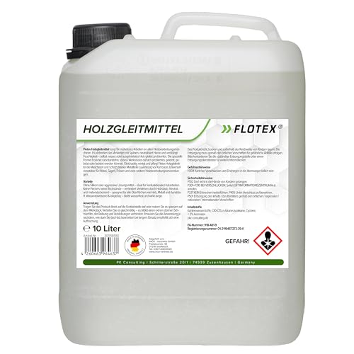 Flotex® Ergiebiges Holzgleitmittel [10 Liter] | Silikonfreies Holz Gleitmittel für Hobelmaschine, Frästische, Werkstattmöbel | Gleitmittel für Holzbearbeitung von Flotex