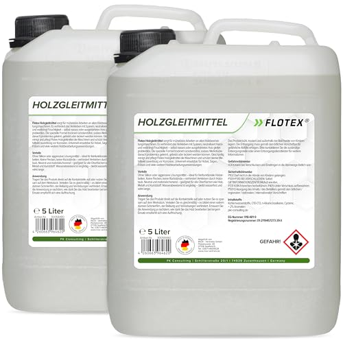 Flotex® Ergiebiges Holzgleitmittel [2x5 Liter] | Silikonfreies Holz Gleitmittel für Hobelmaschine, Frästische, Werkstattmöbel | Gleitmittel für Holzbearbeitung von Flotex