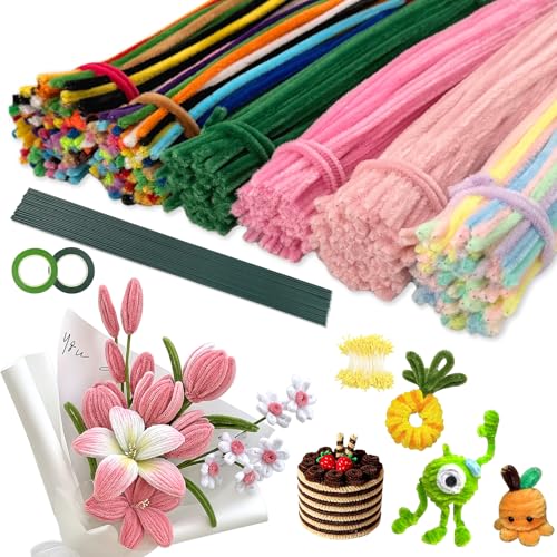 Flow fire 600 Stück Pfeifenreiniger, 300 Stück Pfeifenputzer Blumenstrauß-Set Inklusive Geschenkpapier, Staubgefäßen und Stielen, Geeignet zum Basteln und für selbstgemachte Blumensträuße Flow fire 600 Stück Pfeifenreiniger, 300 Stück Pfeifenputzer Blumenstrauß-Set Inklusive Geschenkpapier, Staubgefäßen und Stielen, Geeignet zum Basteln und für selbstgemachte Blumensträuße von Flow fire
