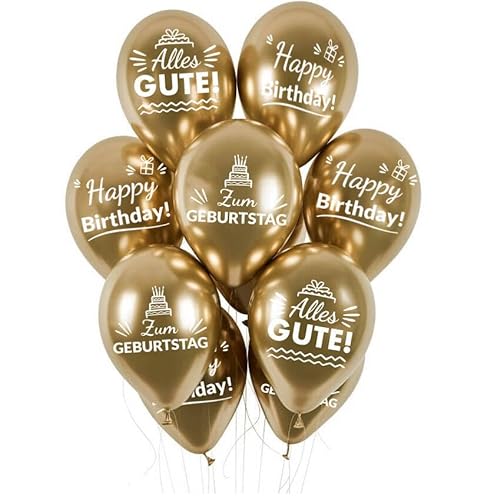 Flowballoons Geburtstag - Luftballons Geburtstag Goldchrom - Luftballon Geburtstag - Geburtstagsdeko - Balonen Für Geburtstag Luftballongirlanden Set – Luftballon Gold Set Packung mit 10 Stück von Flowballoons