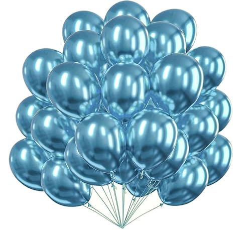 Flowballoons Party Luftballons Chrom - Luftballon Geburtstagsdeko - Balonen Für Geburtstag Luftballongirlanden Set – Luftballon Set mit 50 Blau Luftballons 12-inch von Flowballoons
