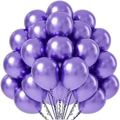 Flowballoons Party Luftballons Chrom - Luftballon Geburtstagsdeko - Balonen Für Geburtstag Luftballongirlanden Set – Luftballon Set mit 50 Violett Luftballons 12-inch von Flowballoons