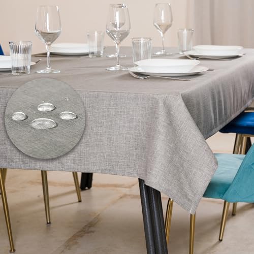 Tischdecke Outdoor Abwaschbar 140x180 Grau Gartentischdecke Tischdecken Wetterfest Wachstuchtischdecke Table Cloth Made in Italy für Den Außenbereich Tischtuch von Flowen