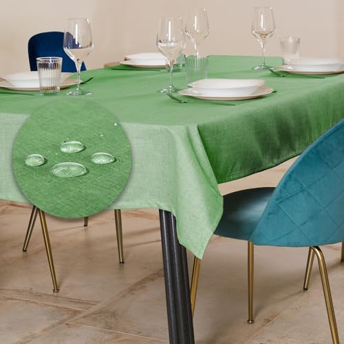 Tischdecke Outdoor Abwaschbar 140x140 Grün Gartentischdecke Tischdecken Wetterfest Wachstuchtischdecke Table Cloth Made in Italy für Den Außenbereich Tischtuch von Flowen