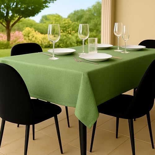 Tischdecke Outdoor Abwaschbar 140x140 Grün Gartentischdecke Tischdecken Wetterfest Wachstuchtischdecke Table Cloth Made in Italy für Den Außenbereich Tischtuch von Flowen