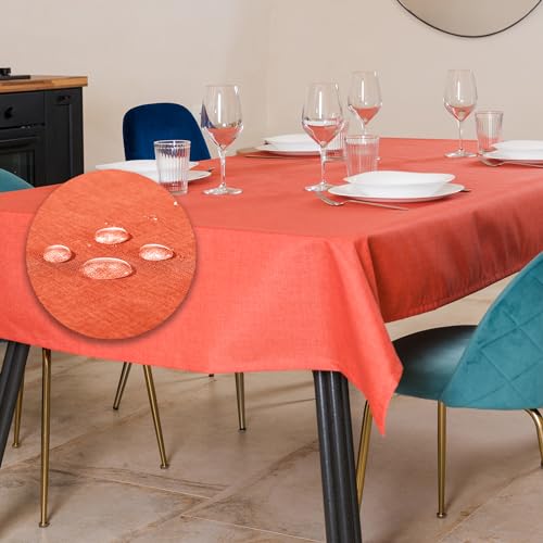 Tischdecke Outdoor Abwaschbar 140x180 Orange Gartentischdecke Tischdecken Wetterfest Wachstuchtischdecke Table Cloth Made in Italy für Den Außenbereich Tischtuch von Flowen