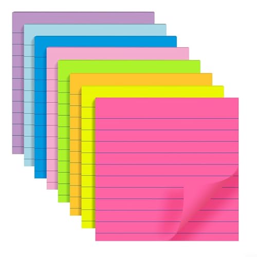 Floweringbeter 8 linierte Haftnotizen, 10,2 x 10,2 cm, helle Farben, bunt, quadratisch, 50 Blatt pro Block von Floweringbeter