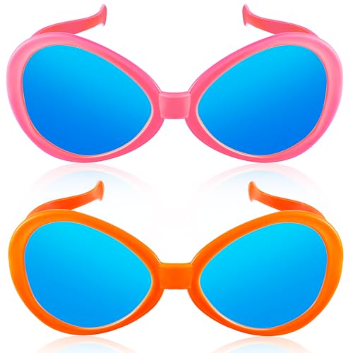 Flutesan Riesige Sonnenbrille, Jumbo-Clown-Brille, lustige Sonnenbrille für Erwachsene, Foto-Requisiten, Neuheit für Party, Rosa, Orange, 2 Stück von Flutesan