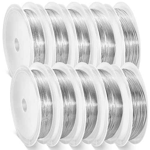 Flutesan Schmuckdraht zur Herstellung von 45,7 m, 50,1 m, 50,1 m, 60,9 cm, 6,5 mm, 6,4 mm, 6,5 mm (26 Gauge), biegbares Kupfer, 5 Größen (Silber) von Flutesan