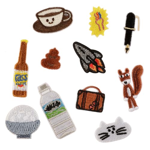 11 PCs Stift Bestickte Flecken Schöne Katzen Eisen Auf Flecken Kaffeeparaturflecken Cartoon Nähflecken Für Tasche von Fluxioxtna