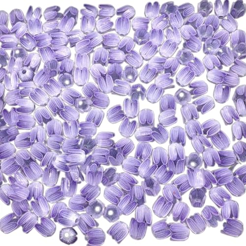 50 PCs Blumenperlen Acrylblüten Knospen Basteln Perlen Farbdruck Tulpen Perlen Handwerksbedarf von Fluxioxtna