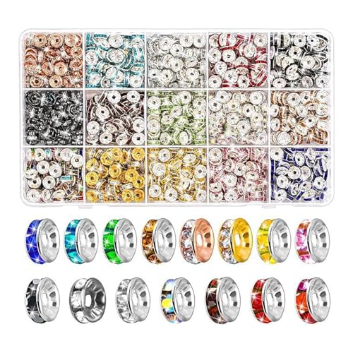 600/720/900pcs Strassstichhalter 8mm Funkelnde Rondelle Abstandshalter Perlen Flache Runde Perlen Für Armbänder Schmuckzuarbeiten 600/720/900pcs Strassstichhalter 8mm Funkelnde Rondelle Abstandshalter Perlen Flache Runde Perlen Für Armbänder Schmuckzuarbeiten von Fluxioxtna