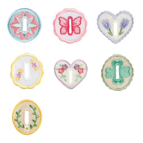 7 PCs Nähen Auf/Bügeleisen Auf Flecken Stickpatches Herzförmige Nähapplikation Für Rucksäcke Dekorationen Herzförmiges Nähen Auf Knopfstickerei von Fluxioxtna