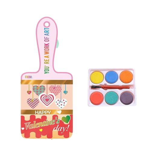 Valentinstag Aquarellfarbe Set Mit Valentinerkarte Für Kinder Klassenzimmeraustausch 6 Farbwasserfarbe Mit Pinsel Valentinstag Aquarellfarbe Set Mit Valentinerkarte Für Kinder Klassenzimmeraustausch 6 Farbwasserfarbe Mit Pinsel von Fluxioxtna