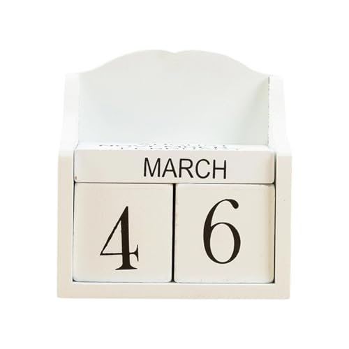 Vintage Desktop Permanentkalender Mit Datum Monatsausstellung Holzblock Home Office Fotografie Zubehör Dekoration von Fluxioxtna