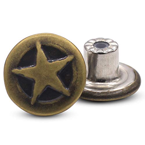 Jeans-Knöpfe mit Stern-Druck, Messing, 15 mm, 12 Stück Jeans-Knöpfe mit Stern-Druck, Messing, 15 mm, 12 Stück von Flying Horse66