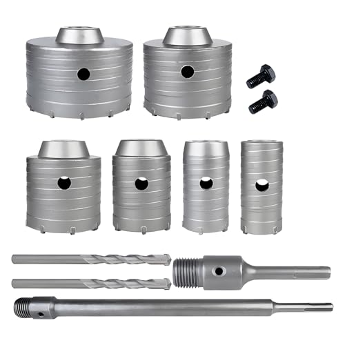 10 STK Bohrkronen Beton Set, Kernbohrer Bohrkronen mit SDS Lochsägen Bohrer für Steckdosen Durchmesser, Lochsäge Set 35/40/50/65/80/110mm für Betonziegel Zement Klimaanlage Mauerwerk Fliese Steinwand 10 STK Bohrkronen Beton Set, Kernbohrer Bohrkronen mit SDS Lochsägen Bohrer für Steckdosen Durchmesser, Lochsäge Set 35/40/50/65/80/110mm für Betonziegel Zement Klimaanlage Mauerwerk Fliese Steinwand von Flylin